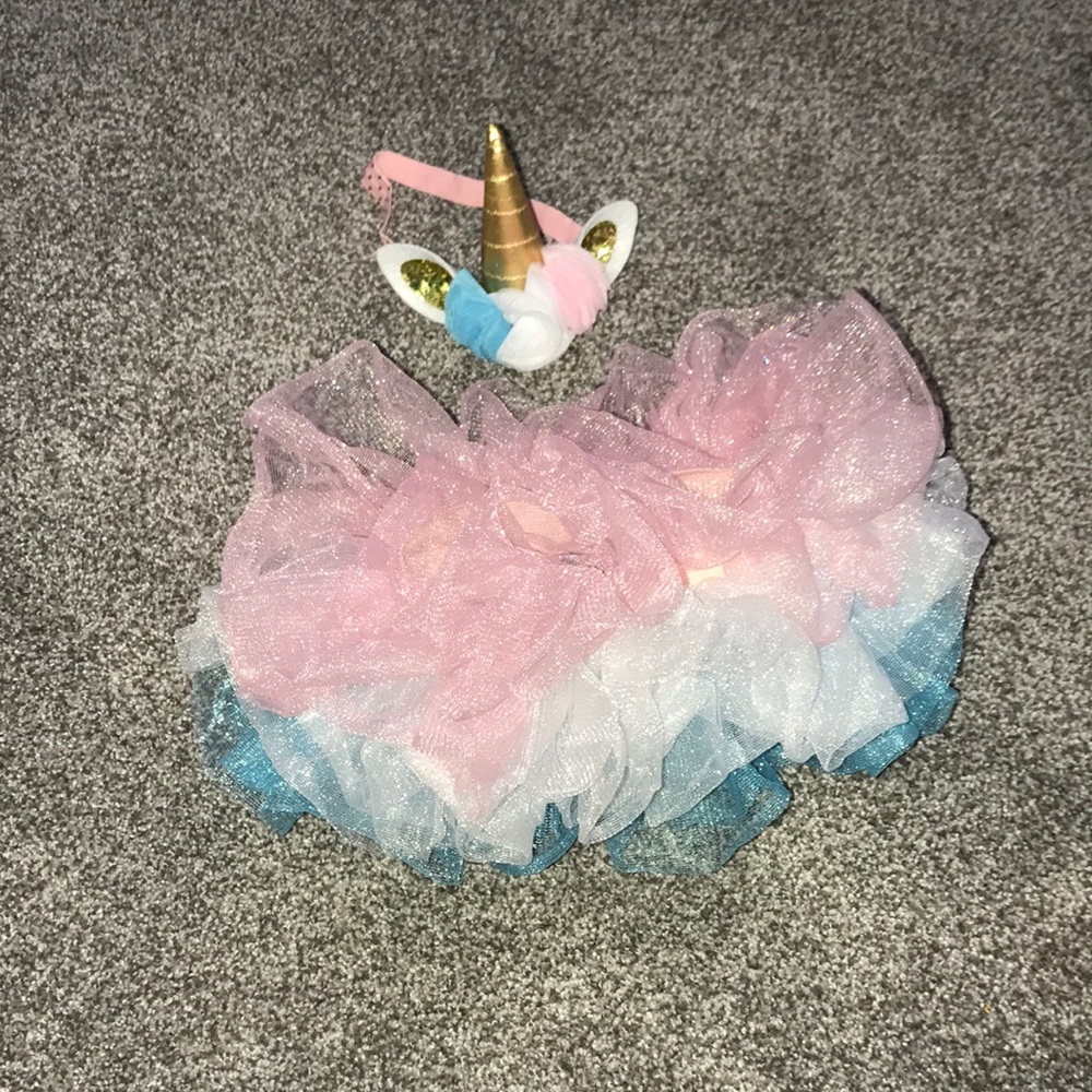 Tutu With Matching Unicorn Head Wrap 🦄